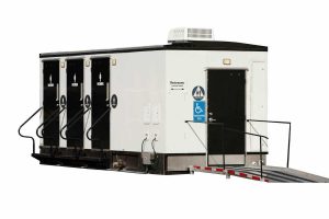 deluxe portable toilet white background